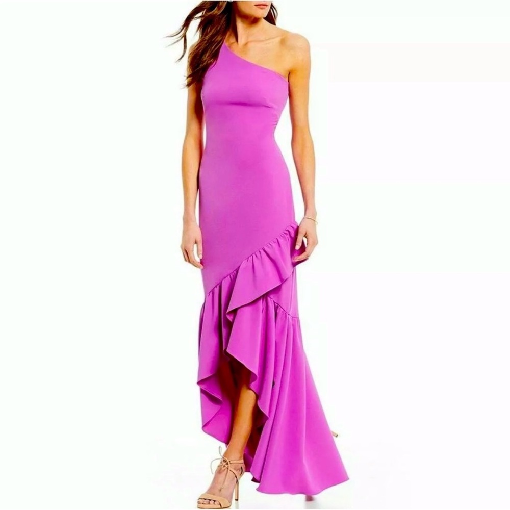 Elegant One-Shoulder Pink Dress